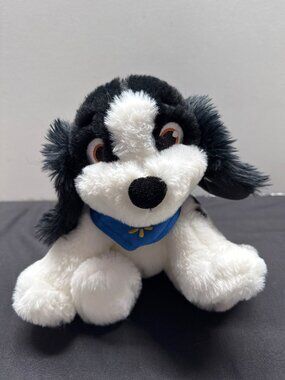 Spark Create Imagine Black & White Plush Dog With Blue Bandana 8" Stuffed Animal